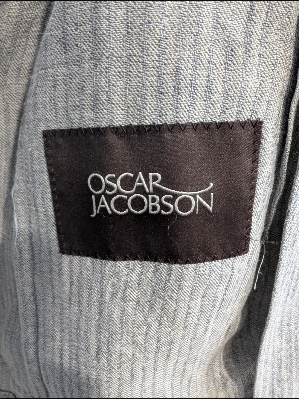 Oscar Jacobson Epic 100% Linen Blazer Gray Pinstripe Unstructured Sport Coat 44